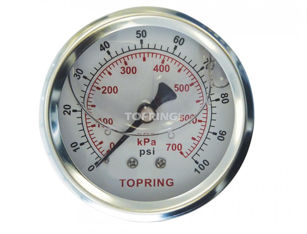 2 1/2 In. Stainless Steel Liquid Filled Pressure Gauge With Glycerin 0 to 100 PSI<span class=' ItemWarning' style='display:block;'>Item is usually in stock, but we&#39;ll be in touch if there&#39;s a problem<br /></span>