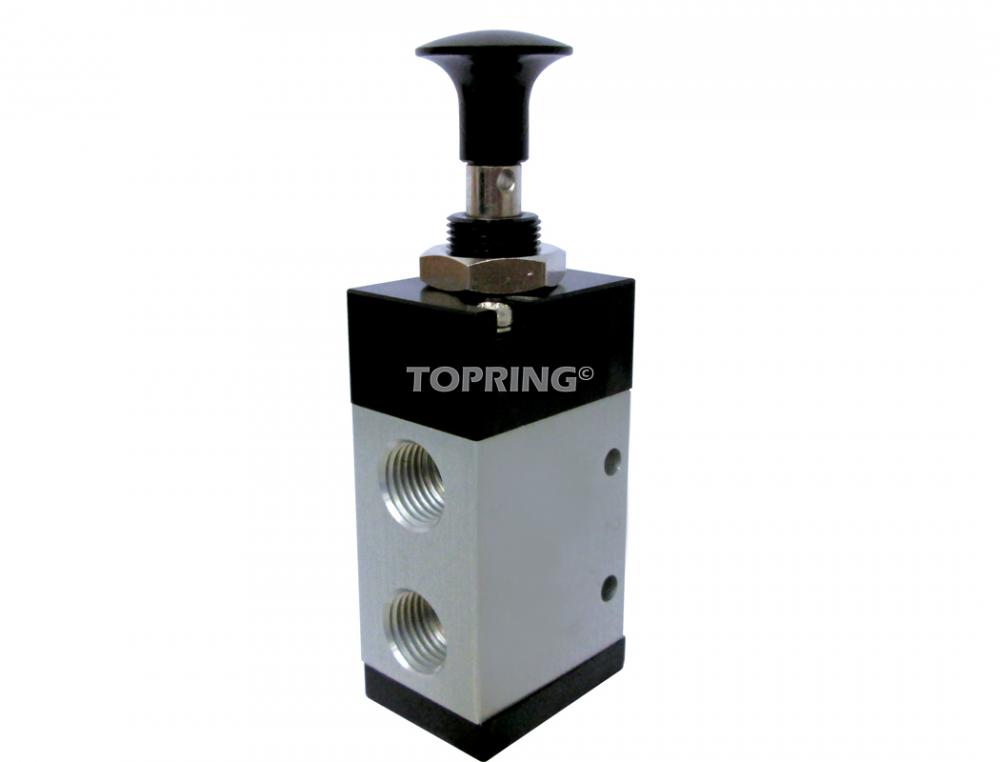 3/2-Way Manual Valve With Spring Button 1/4 (F) NPT<span class=' ItemWarning' style='display:block;'>Item is usually in stock, but we&#39;ll be in touch if there&#39;s a problem<br /></span>