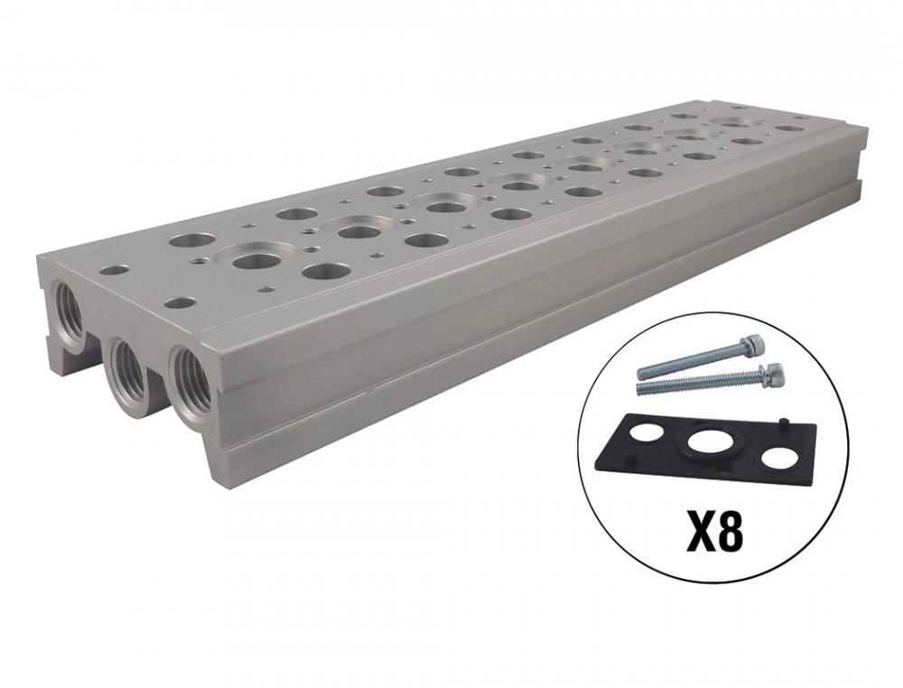 8 Station Manifold Base 1/4 (F) NPT<span class=' ItemWarning' style='display:block;'>Item is usually in stock, but we&#39;ll be in touch if there&#39;s a problem<br /></span>