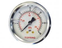 Topring 55.713 - 2 1/2 In. Stainless Steel Liquid Filled Pressure Gauge With Glycerin 0 to 30 PSI