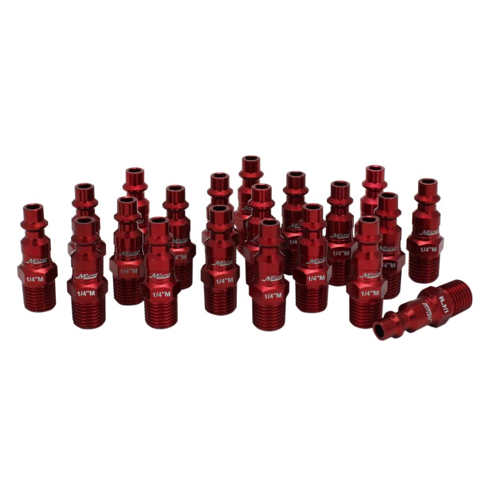 ColorFit® Pneumatic Plugs - (M-style, Red) - 1/4&#34; NPT Male, (Box of 20)<span class=' ItemWarning' style='display:block;'>Item is usually in stock, but we&#39;ll be in touch if there&#39;s a problem<br /></span>