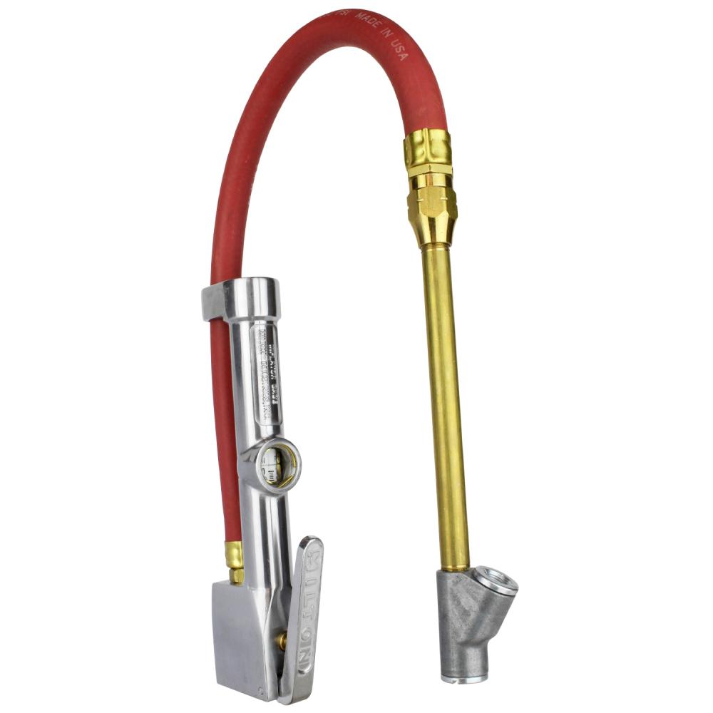 NEW & IMPROVED - Milton® Tire Inflator Gauge with Dual Head Straight Foot Air Chuck 15” Air Hose 10-<span class=' ItemWarning' style='display:block;'>Item is usually in stock, but we&#39;ll be in touch if there&#39;s a problem<br /></span>