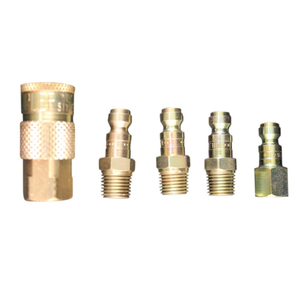 1/4&#34; NPT T-Style Coupler and Plug (5/card, 10-Pack)<span class=' ItemWarning' style='display:block;'>Item is usually in stock, but we&#39;ll be in touch if there&#39;s a problem<br /></span>