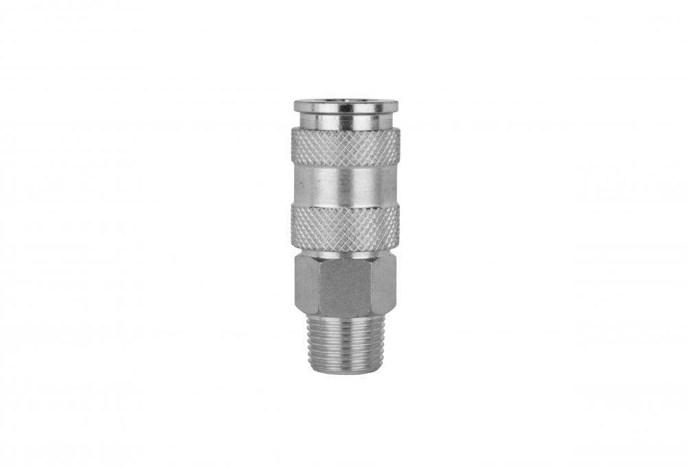 3/8&#34; MNPT High Flow (V-Style) Quick-Connect Steel Coupler<span class=' ItemWarning' style='display:block;'>Item is usually in stock, but we&#39;ll be in touch if there&#39;s a problem<br /></span>