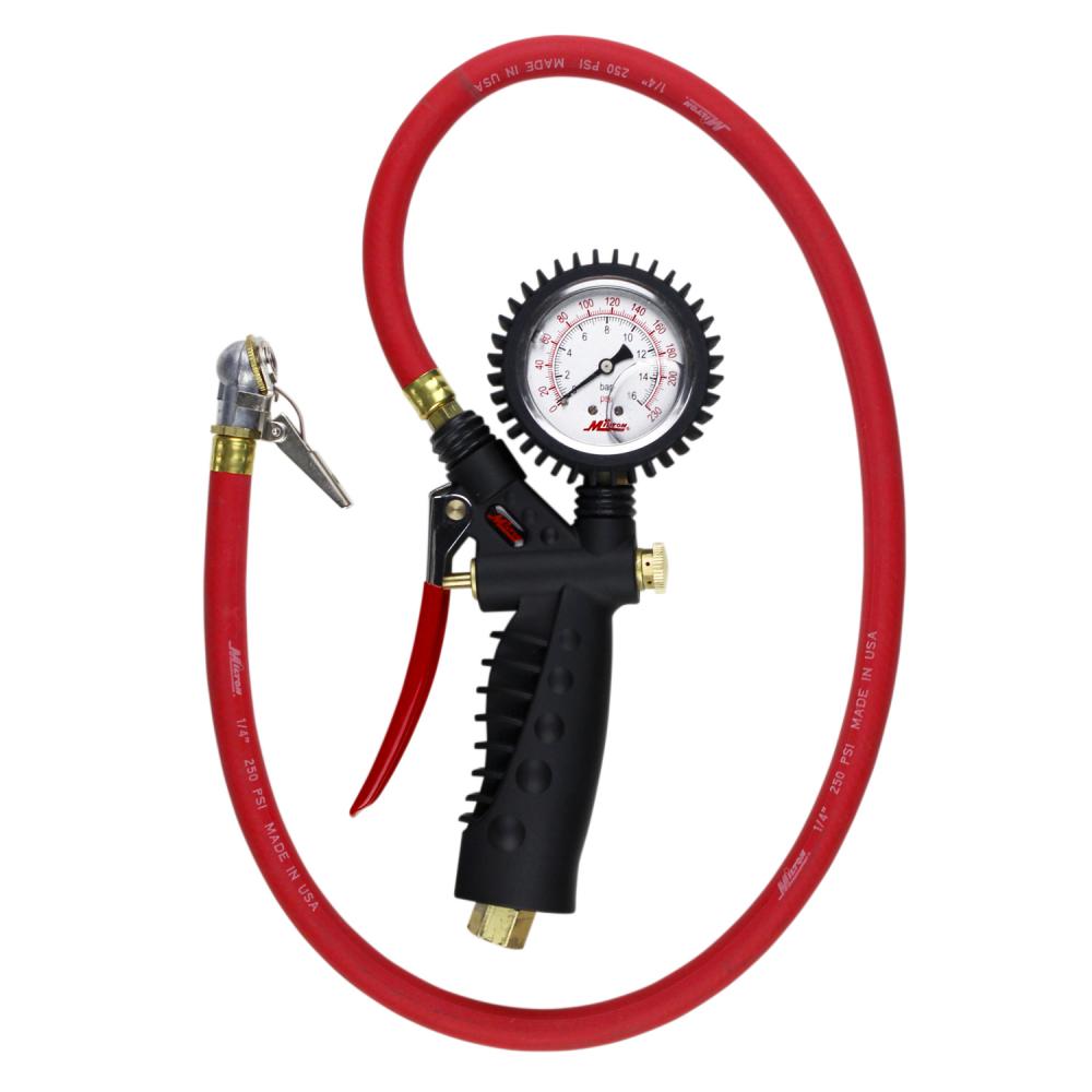 Pro Analog Pistol Grip Tire Inflator, Air Pressure Gauge, Ball Foot Air Chuck w/ Clip, 3&#39; Hose, <span class=' ItemWarning' style='display:block;'>Item is usually in stock, but we&#39;ll be in touch if there&#39;s a problem<br /></span>