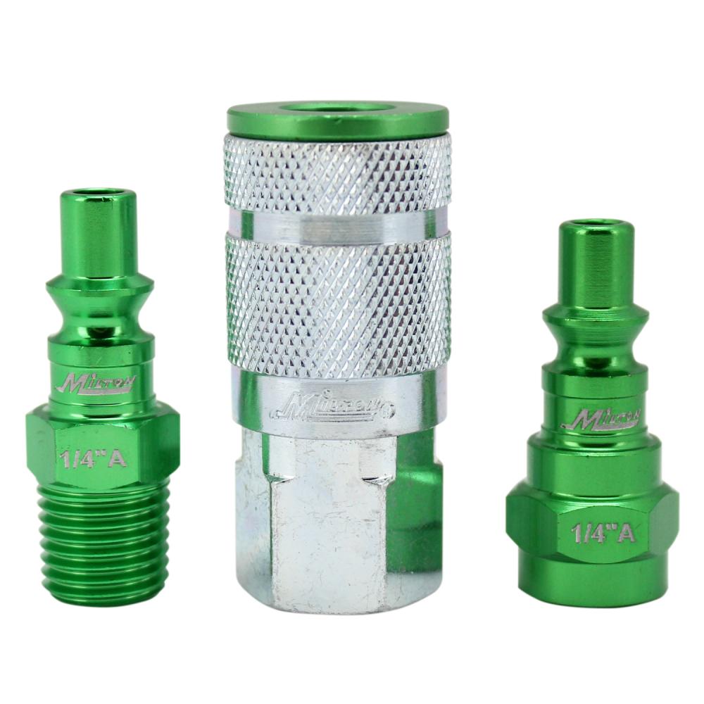 ColorFit® Coupler & Plug Kit- (A-Style, Green) - 1/4&#34; NPT, (3-Piece)<span class=' ItemWarning' style='display:block;'>Item is usually in stock, but we&#39;ll be in touch if there&#39;s a problem<br /></span>