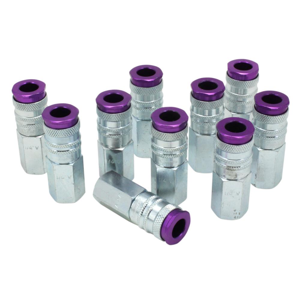 ColorFit® 764VC Pneumatic Coupler - (V-Style, Purple) - 1/4&#34; NPT Female (Box of 10)<span class=' ItemWarning' style='display:block;'>Item is usually in stock, but we&#39;ll be in touch if there&#39;s a problem<br /></span>