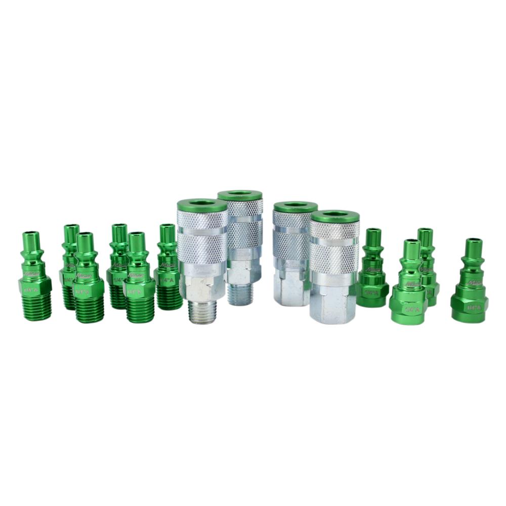 Milton COLORFIT Quick Connect Air Coupler and Plug Kit, A-style Green, 1/4-in NPT Air Tool Fitting -<span class=' ItemWarning' style='display:block;'>Item is usually in stock, but we&#39;ll be in touch if there&#39;s a problem<br /></span>