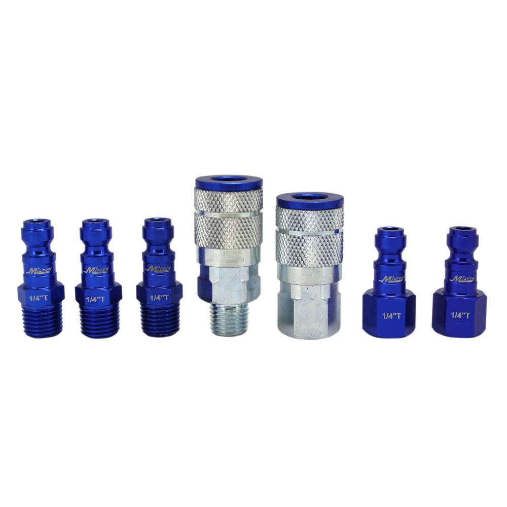 ColorFit® Coupler & Plug Kit - (T-Style, Blue) - 1/4&#34; NPT, (7-Piece)<span class=' ItemWarning' style='display:block;'>Item is usually in stock, but we&#39;ll be in touch if there&#39;s a problem<br /></span>