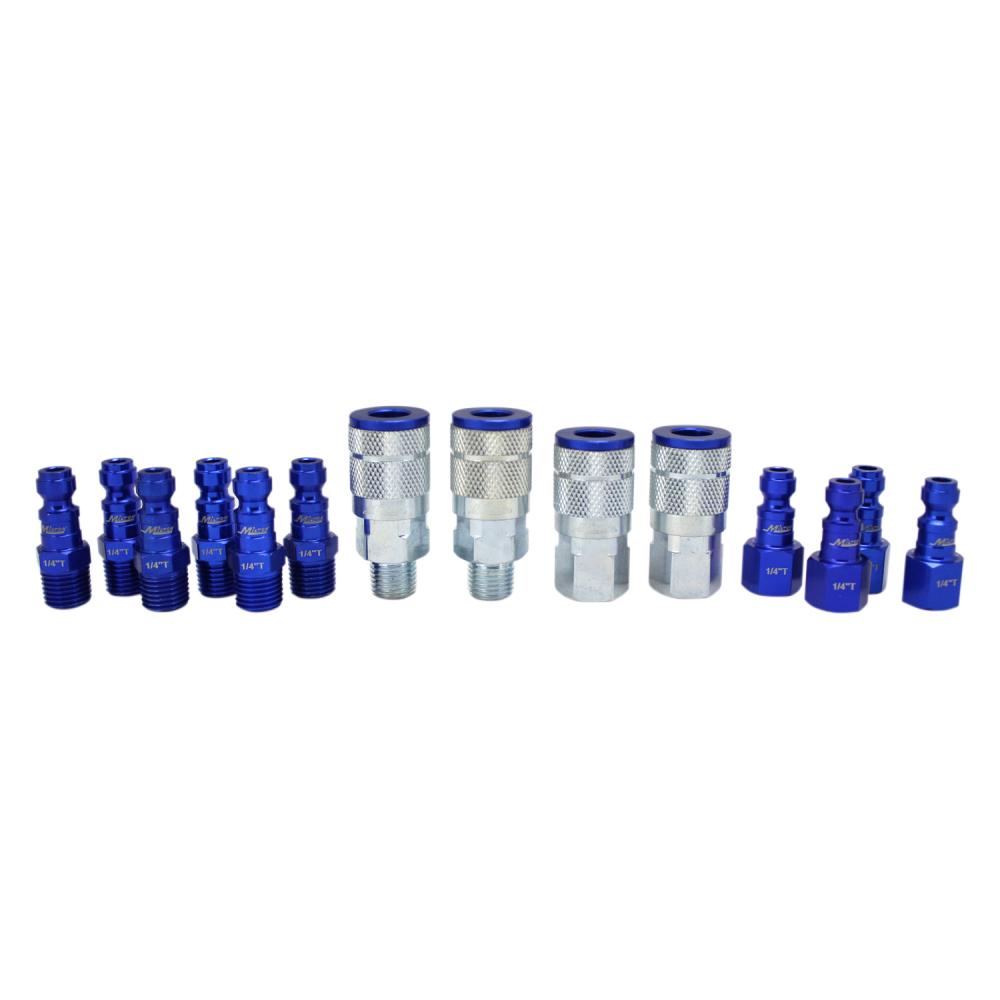 ColorFit® Coupler & Plug Kit - (T-Style, Blue) - 1/4&#34; NPT, (14-Piece)<span class=' ItemWarning' style='display:block;'>Item is usually in stock, but we&#39;ll be in touch if there&#39;s a problem<br /></span>