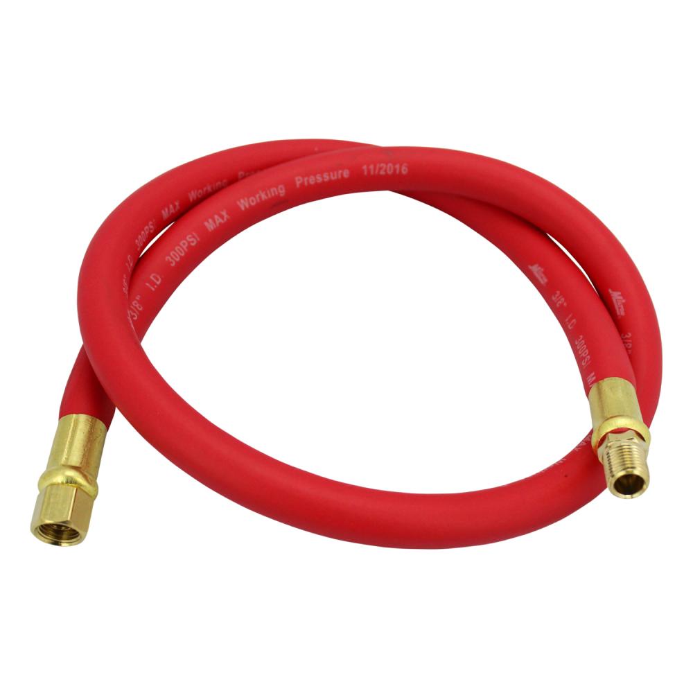 Milton® 2760-3LH Air Leader Hose, 3/8&#34; x 3 ft. Rubber Hose - 1/4&#34; NPT Brass Ends - 300 Max P<span class=' ItemWarning' style='display:block;'>Item is usually in stock, but we&#39;ll be in touch if there&#39;s a problem<br /></span>