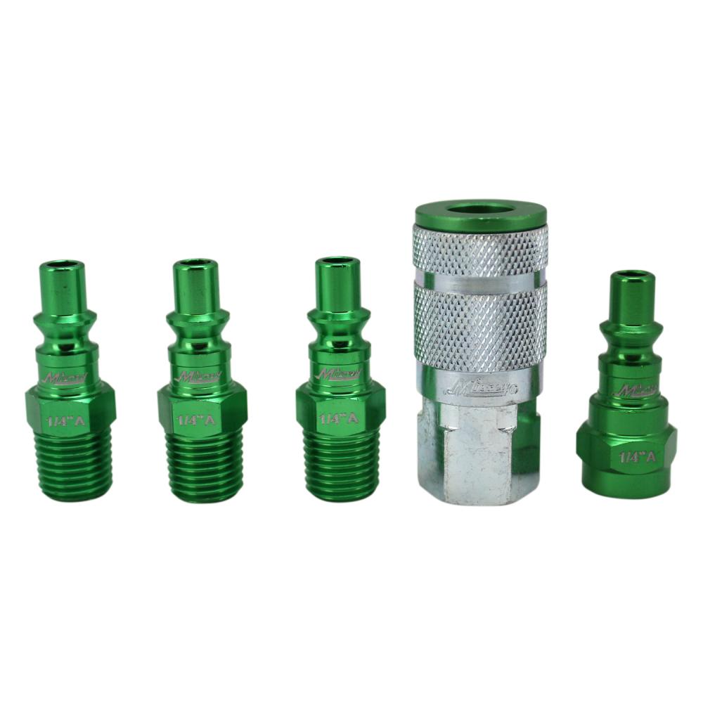 ColorFit® 5-Pc Coupler & Plug Kit, A-Style, 1/4&#34; NPT, Green<span class=' ItemWarning' style='display:block;'>Item is usually in stock, but we&#39;ll be in touch if there&#39;s a problem<br /></span>