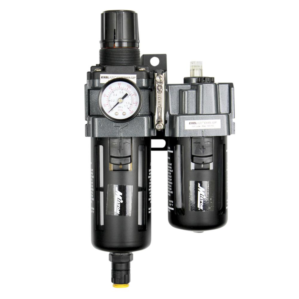 EXELAIR® FRL Piggyback Air Filter & Regulator w/Lubricator, 1/4&#34; NPT, Polycarbonate Bowl, Automa<span class=' ItemWarning' style='display:block;'>Item is usually in stock, but we&#39;ll be in touch if there&#39;s a problem<br /></span>