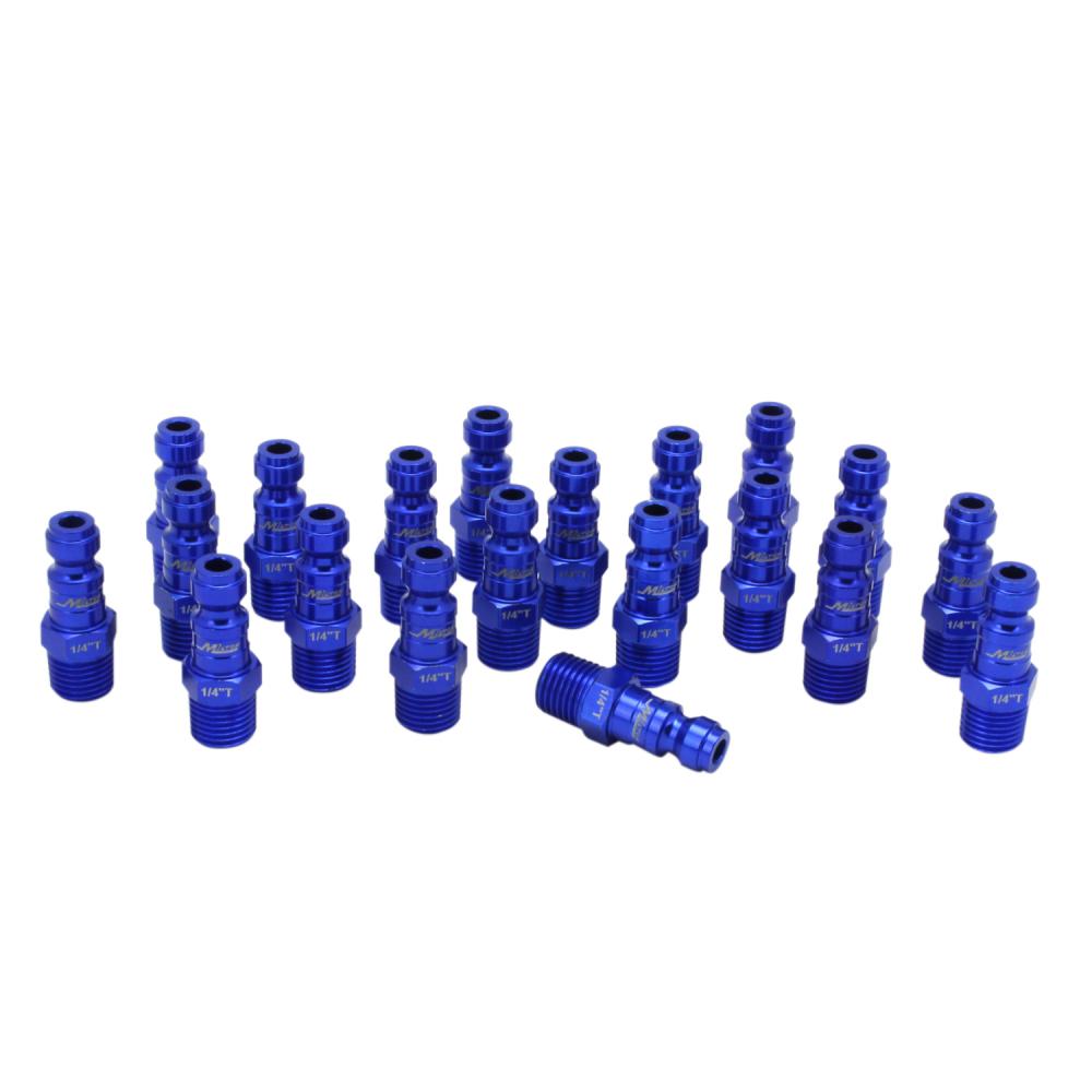 ColorFit® Pneumatic Plugs - (T-style, Blue) - 1/4&#34; NPT Male, (Box of 20)<span class=' ItemWarning' style='display:block;'>Item is usually in stock, but we&#39;ll be in touch if there&#39;s a problem<br /></span>