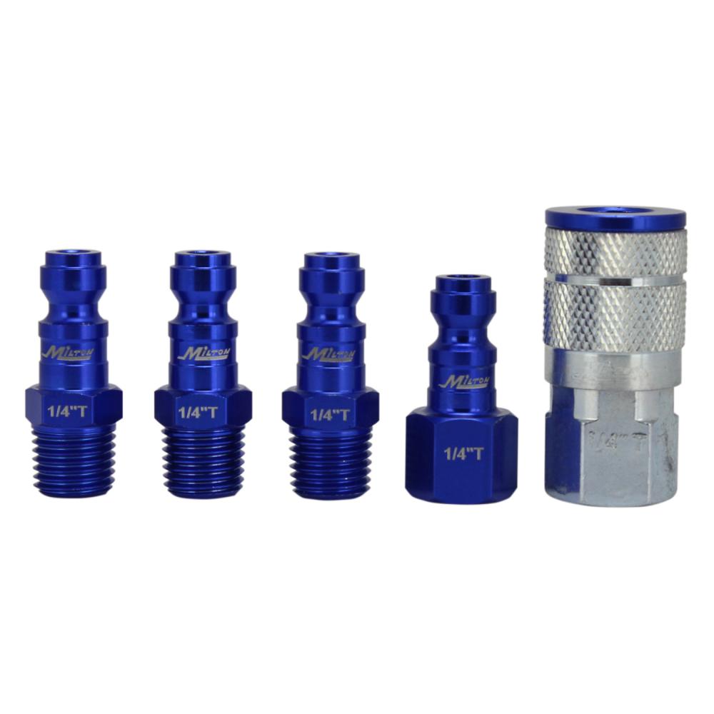 ColorFit® Coupler & Plug Kit - (T-Style, Blue) - 1/4&#34; NPT, (5-Piece)<span class=' ItemWarning' style='display:block;'>Item is usually in stock, but we&#39;ll be in touch if there&#39;s a problem<br /></span>