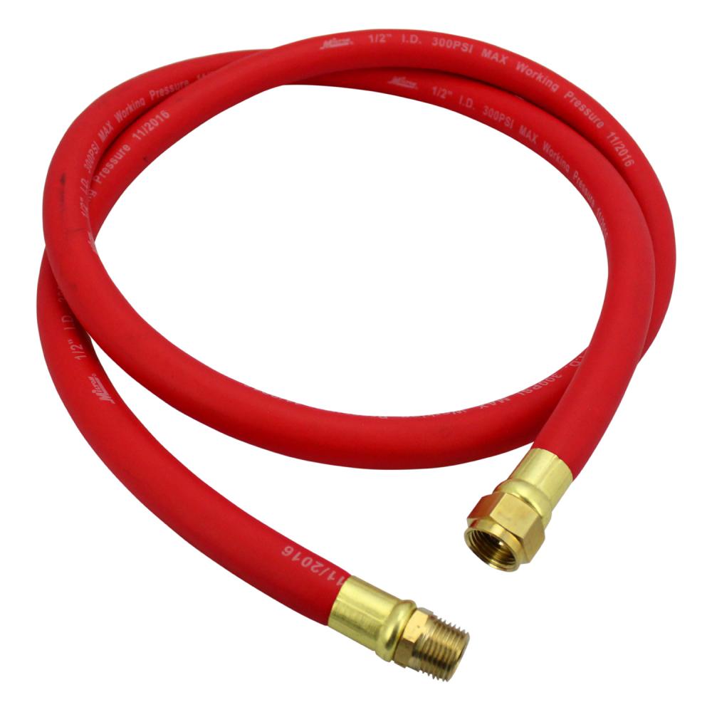 Milton® 2780-6LH Air Leader Hose, 1/2&#34; x 6 ft. Rubber Hose - 1/2&#34; NPT Brass Ends - 300 Max P<span class=' ItemWarning' style='display:block;'>Item is usually in stock, but we&#39;ll be in touch if there&#39;s a problem<br /></span>