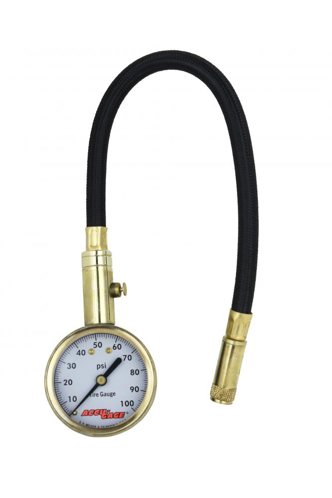 ACCU-GAGE® Dial Tire Pressure Gauge, Air Pressure Gauge, Straight Foot Air Chuck, 11&#34; Hose, 1/4&<span class=' ItemWarning' style='display:block;'>Item is usually in stock, but we&#39;ll be in touch if there&#39;s a problem<br /></span>