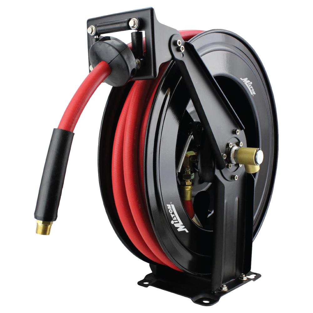 Milton Retractable Air Hose Reel, 1/2&#34; X 50 ft Rubber Hose, 300 PSI, Ceiling/Wall Mount Steel Du<span class=' ItemWarning' style='display:block;'>Item is usually in stock, but we&#39;ll be in touch if there&#39;s a problem<br /></span>