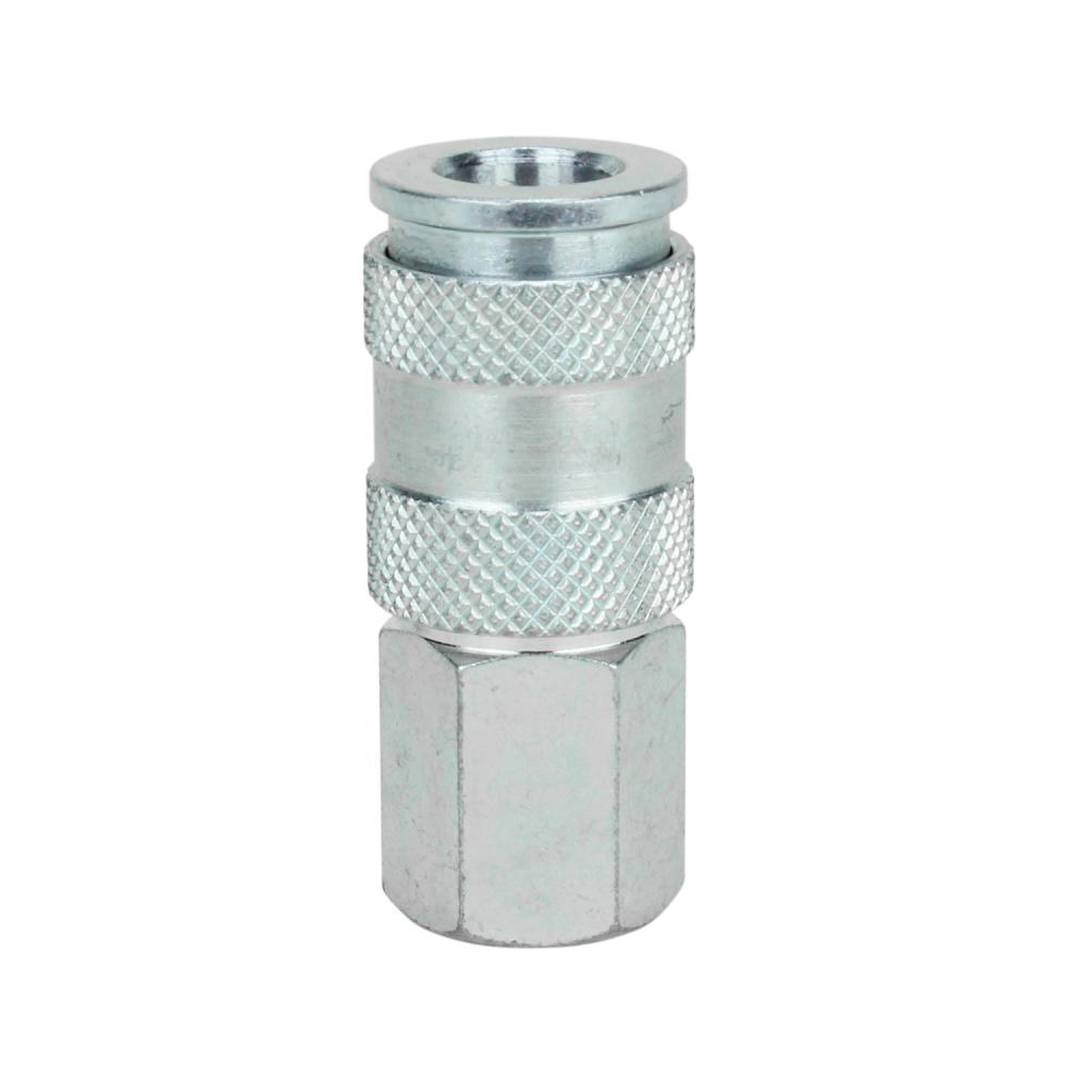 1/4&#34; FNPT High Flow (V-Style) Quick-Connect Steel Coupler<span class=' ItemWarning' style='display:block;'>Item is usually in stock, but we&#39;ll be in touch if there&#39;s a problem<br /></span>