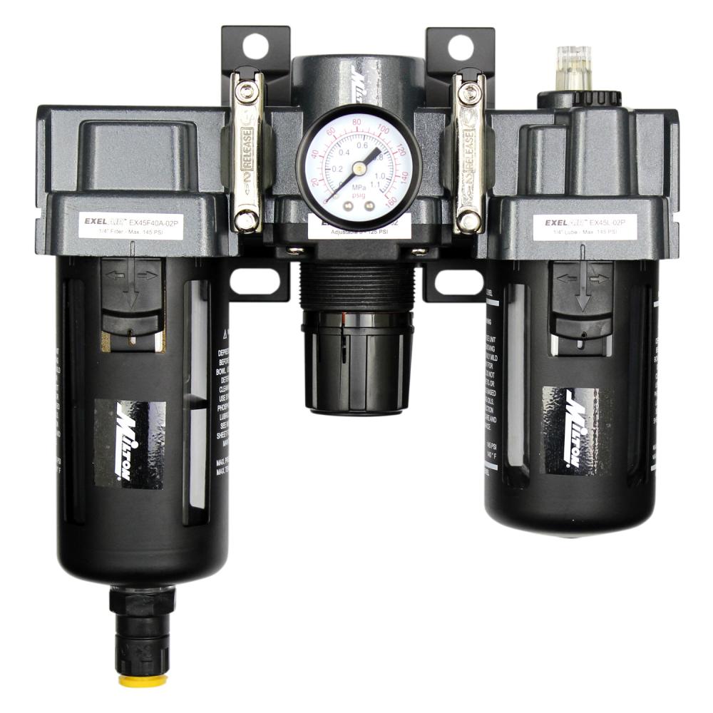 EXELAIR® by Milton® FRL Air Filter, Regulator, and Lubricator System - 1/4&#34; NPT<span class='Notice ItemWarning' style='display:block;'>Item has been discontinued<br /></span>