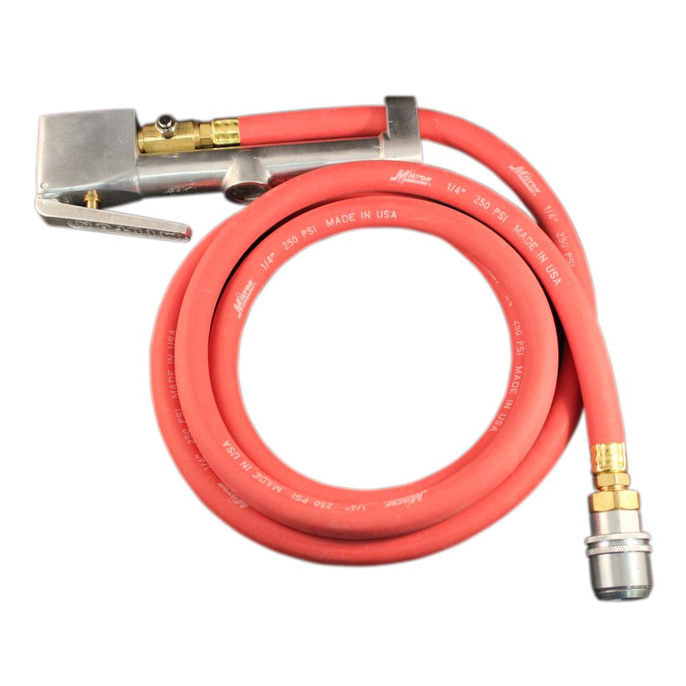 Milton Inflator Gauge w/ 6&#39; Air Hose Full Swivel Large Bore Air Chuck, 1/4&#34; NPT, Heavy-Duty <span class=' ItemWarning' style='display:block;'>Item is usually in stock, but we&#39;ll be in touch if there&#39;s a problem<br /></span>