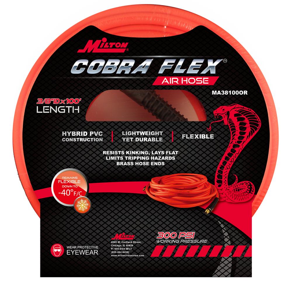 Milton MA38100OR 100 Foot 3/8 ID Cobra Flex Hose<span class=' ItemWarning' style='display:block;'>Item is usually in stock, but we&#39;ll be in touch if there&#39;s a problem<br /></span>