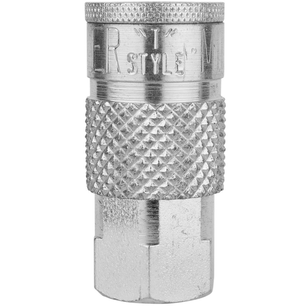 1/4&#34; FNPT Tru-flate/Parker (T-Style) Quick-Connect Steel Coupler<span class=' ItemWarning' style='display:block;'>Item is usually in stock, but we&#39;ll be in touch if there&#39;s a problem<br /></span>