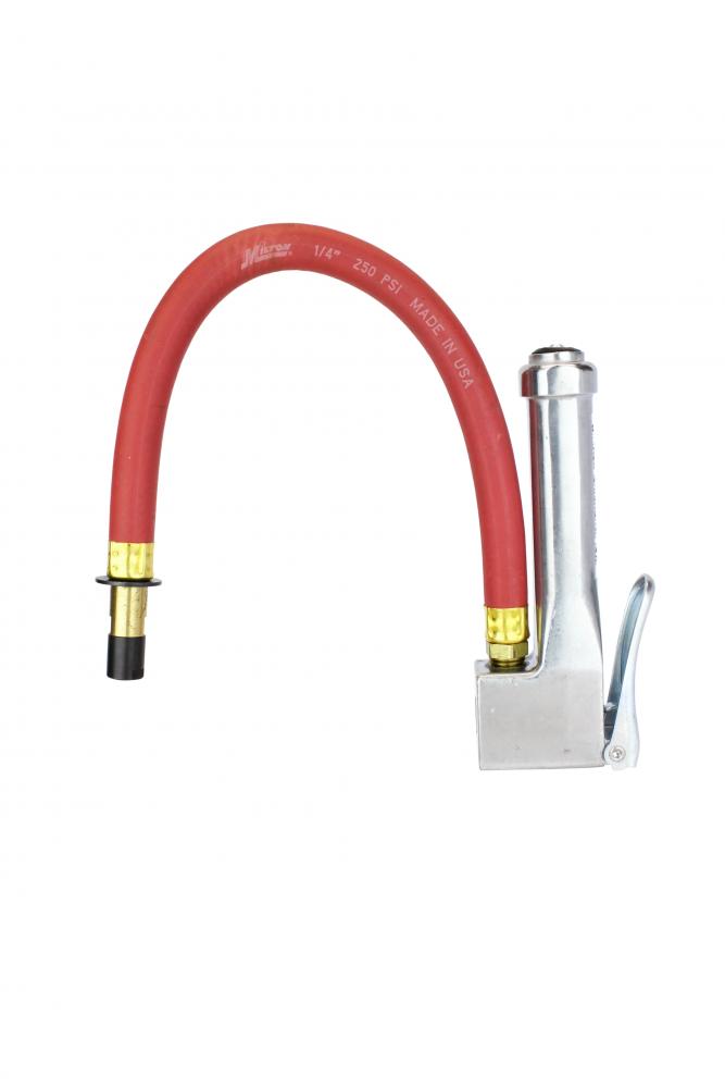 Bayonet Tire Inflator, Air Pressure Gauge, Straight Foot Air Chuck, 12&#34; Hose, 1/4&#34; NPT, 10-1<span class=' ItemWarning' style='display:block;'>Item is usually in stock, but we&#39;ll be in touch if there&#39;s a problem<br /></span>