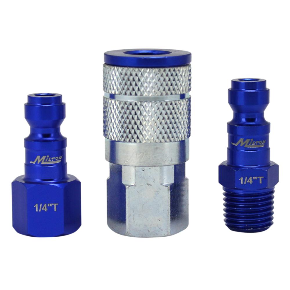 ColorFit® Coupler & Plug Kit - (T-Style, Blue) - 1/4&#34; NPT, (3-Piece)<span class=' ItemWarning' style='display:block;'>Item is usually in stock, but we&#39;ll be in touch if there&#39;s a problem<br /></span>