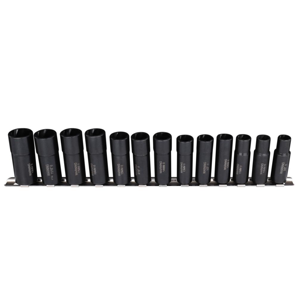 3/8&#34; Drive Deep Well Twist Socket Damaged Fastener Removal System - 13 Piece<span class=' ItemWarning' style='display:block;'>Item is usually in stock, but we&#39;ll be in touch if there&#39;s a problem<br /></span>