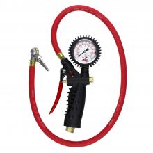 Milton 573A - Pro Analog Pistol Grip Tire Inflator, Air Pressure Gauge, Ball Foot Air Chuck w/ Clip, 3' Hose, 