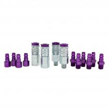 Milton S-314VKIT - Milton COLORFIT HIGHFLOWPRO Air Coupler and Plug Kit, V-Style Purple 1/4-in NPT High Flow Quick Conn