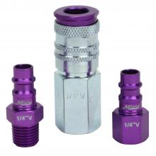 Milton S-303VKIT - ColorFit® HIGHFLOWPRO™ Coupler & Plug Kit - (V-Style, Purple) - 1/4" NPT, (3-Piece)