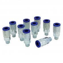 Milton 786TC - ColorFit® Pneumatic Couplers - (T-style, Blue) - 1/4" NPT Male, (Box of 10)