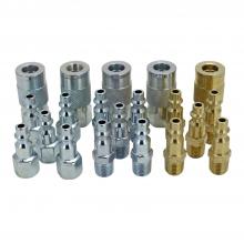 Milton EX0320MKIT - EXELAIR® 20-Piece Air Coupler and Plug Accessory Kit, 1/4" M-Style Steel/Brass Couplers and 1/4&