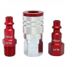 Milton S-303MKIT - ColorFit® Coupler & Plug Kit - (M-Style, Red) - 1/4" NPT, (3-Piece)