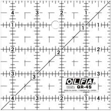 OLFA 1071797 - QR-4S Frosted Non-Slip Acrylic Ruler, 4-1/2" Square