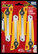 OLFA 1130184 - L-1/CP4 18mm HD ratchet-lock knife -4pk