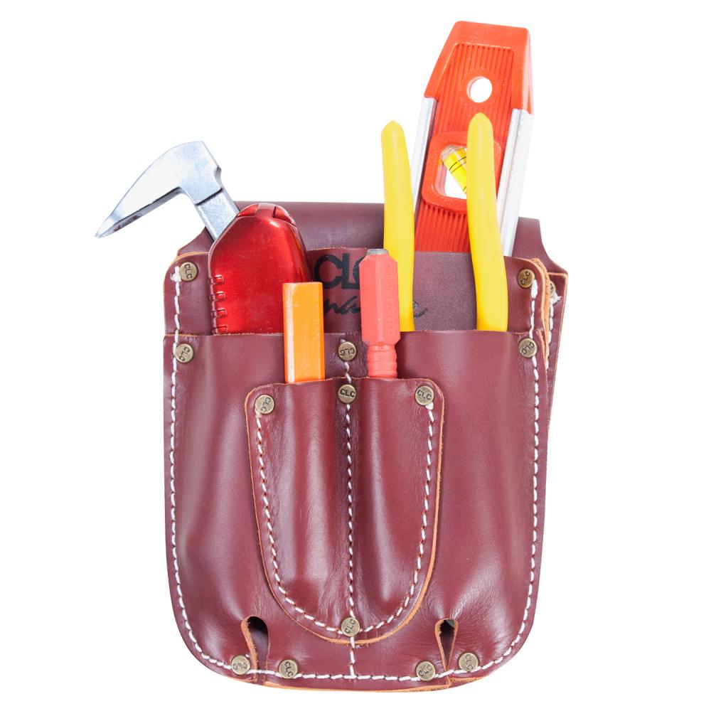 HEAVY-DUTY LEATHER ELECTRICAL/MAINTENANCE TOOL CADY - 5 POCKETS<span class=' ItemWarning' style='display:block;'>Item is usually in stock, but we&#39;ll be in touch if there&#39;s a problem<br /></span>