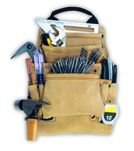 Kunys Leather AP923T - CARPENTER'S NAIL & TOOL BAG - 10 POCKETS