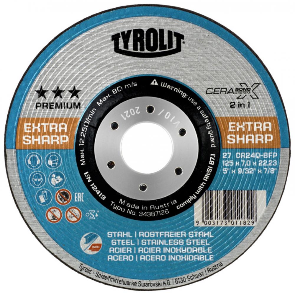 Premium Pipe Line Wheel 4.5&#34;x5/32&#34;x7/8&#34; Type 27 CA24Q Cerabond X S\SS<span class=' ItemWarning' style='display:block;'>Item is usually in stock, but we&#39;ll be in touch if there&#39;s a problem<br /></span>