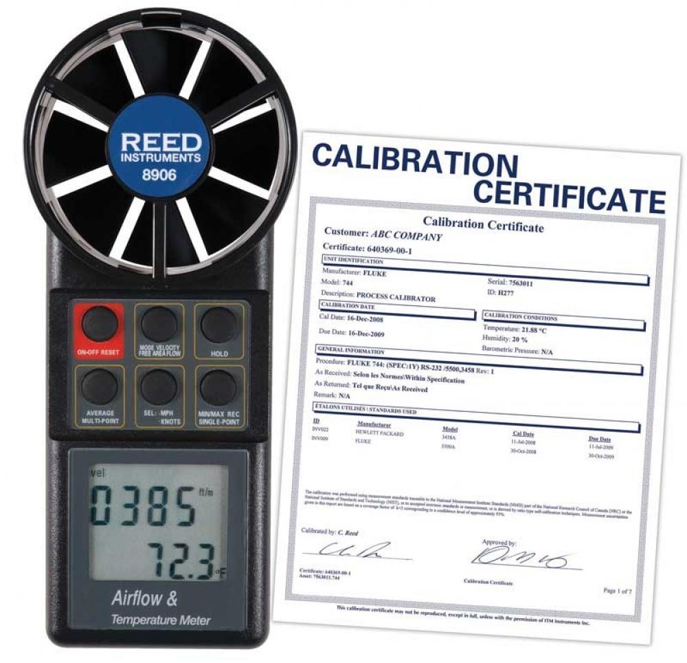 REED 8906-NIST Vane Thermo-Anemometer<span class=' ItemWarning' style='display:block;'>Item is usually in stock, but we&#39;ll be in touch if there&#39;s a problem<br /></span>