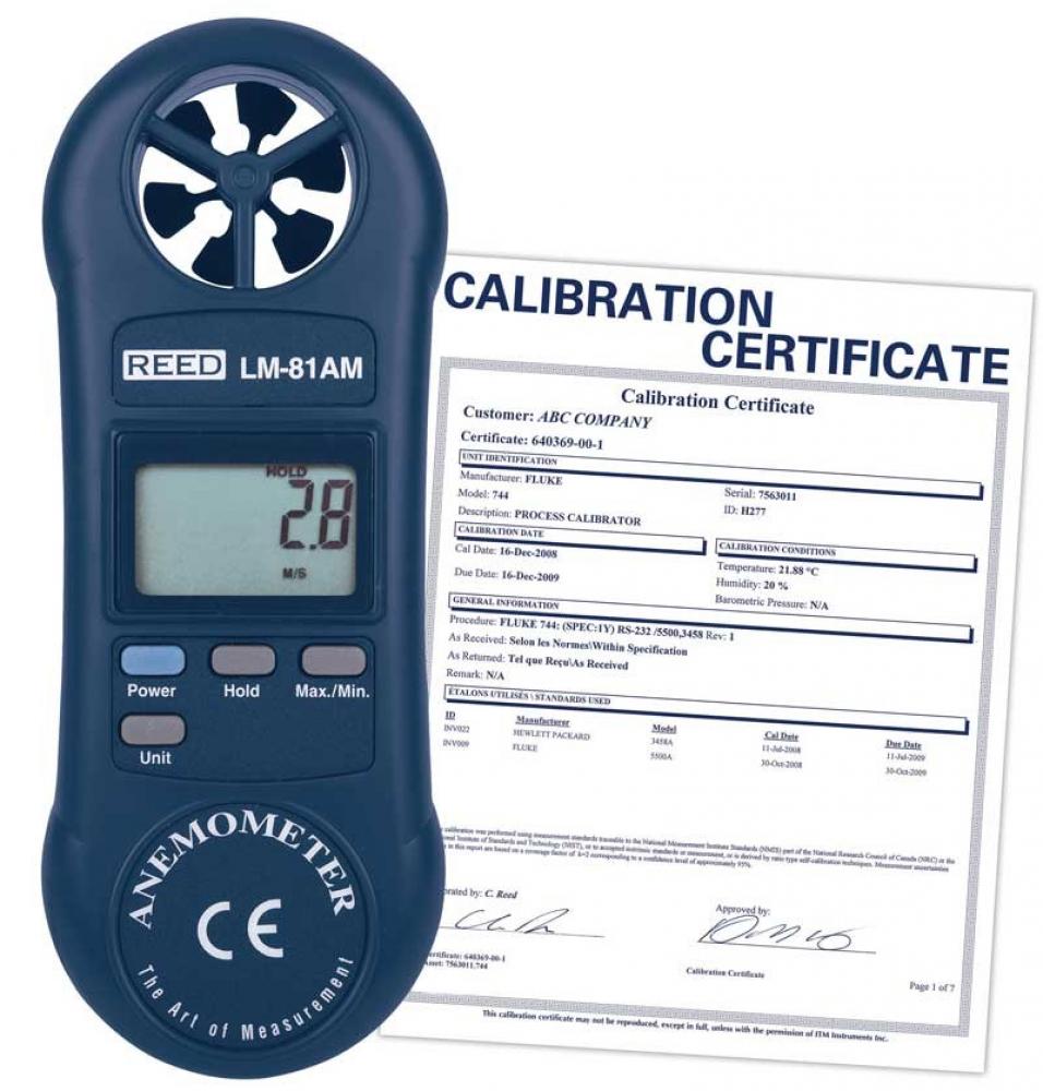 REED LM-81AM-NIST Compact Vane Anemometer<span class=' ItemWarning' style='display:block;'>Item is usually in stock, but we&#39;ll be in touch if there&#39;s a problem<br /></span>