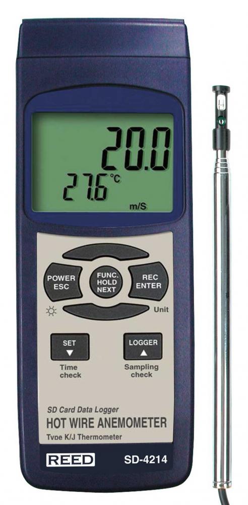 REED SD-4214 Data Logging Hot Wire Thermo-Anemometer<span class=' ItemWarning' style='display:block;'>Item is usually in stock, but we&#39;ll be in touch if there&#39;s a problem<br /></span>