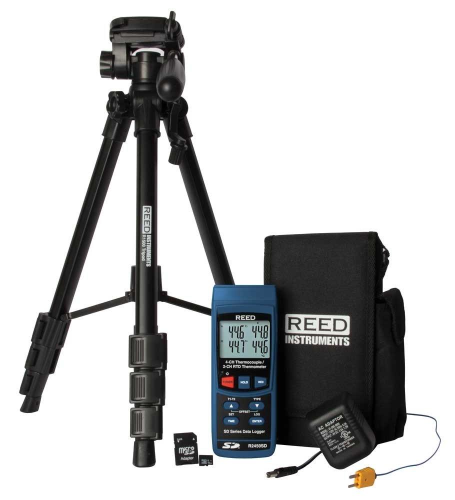 REED R2450SD-KIT2 Data Logging Thermometer with Tripod<span class=' ItemWarning' style='display:block;'>Item is usually in stock, but we&#39;ll be in touch if there&#39;s a problem<br /></span>