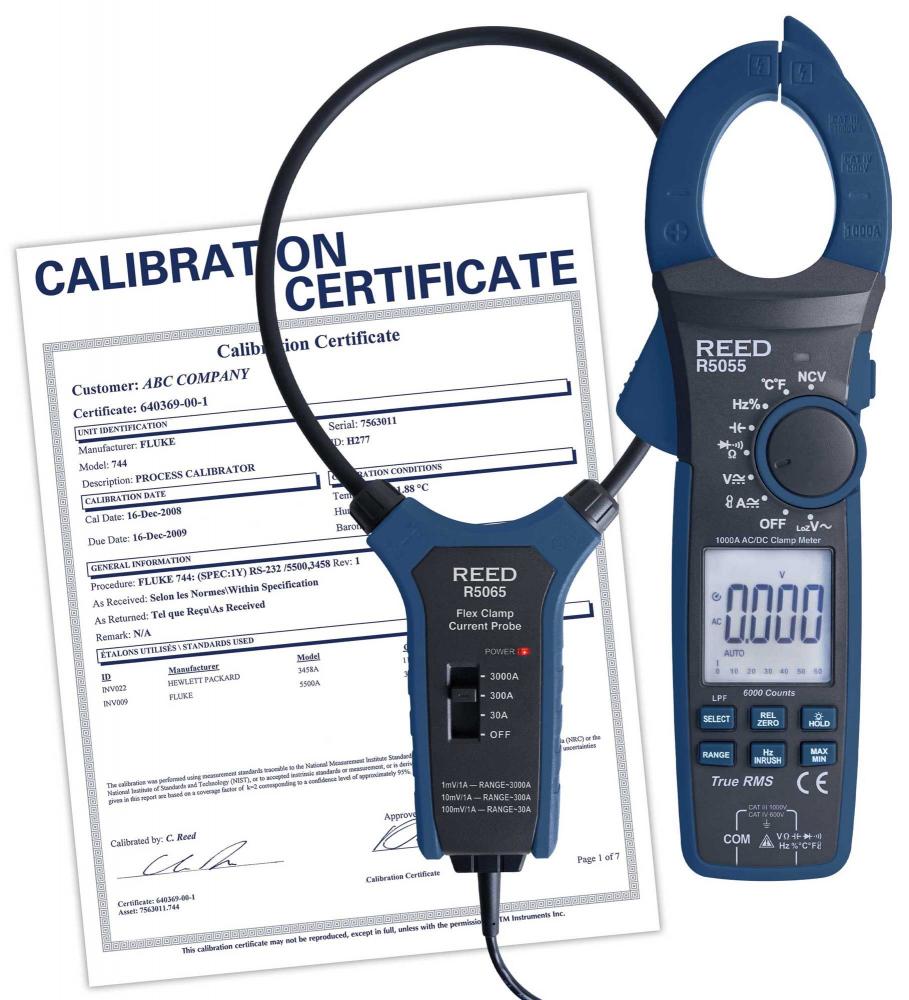 REED R5055-KIT-NIST True RMS AC/DC Clamp Meter with Flexible Current Probe<span class=' ItemWarning' style='display:block;'>Item is usually in stock, but we&#39;ll be in touch if there&#39;s a problem<br /></span>