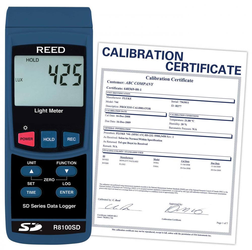 REED R8100SD-NIST  Data Logging Light Meter<span class=' ItemWarning' style='display:block;'>Item is usually in stock, but we&#39;ll be in touch if there&#39;s a problem<br /></span>