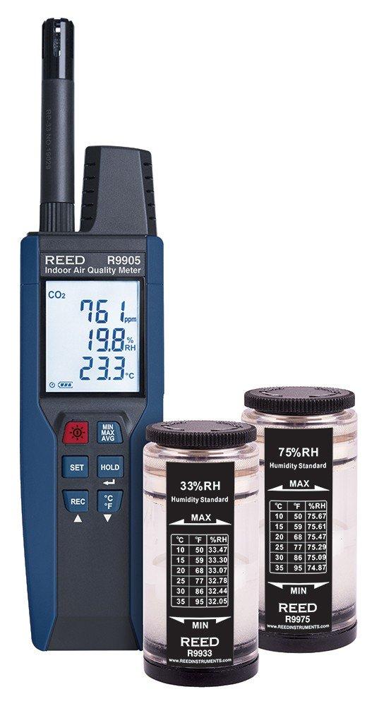 REED R9905-KIT Data Logging Indoor Air Quality Meter with Humidity Calibration Standards<span class=' ItemWarning' style='display:block;'>Item is usually in stock, but we&#39;ll be in touch if there&#39;s a problem<br /></span>