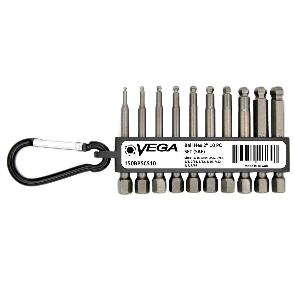 Vega Ball-End Hex x 2&#34; 10pc Set (SAE)<span class=' ItemWarning' style='display:block;'>Item is usually in stock, but we&#39;ll be in touch if there&#39;s a problem<br /></span>