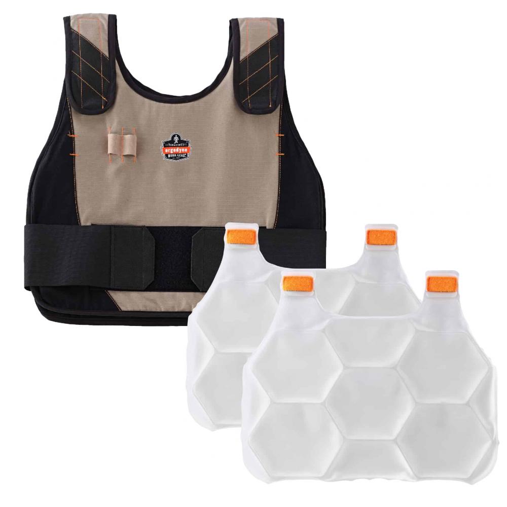 6215 L/XL Khaki Premium FR Phase Change Cooling Vest - Packs<span class=' ItemWarning' style='display:block;'>Item is usually in stock, but we&#39;ll be in touch if there&#39;s a problem<br /></span>